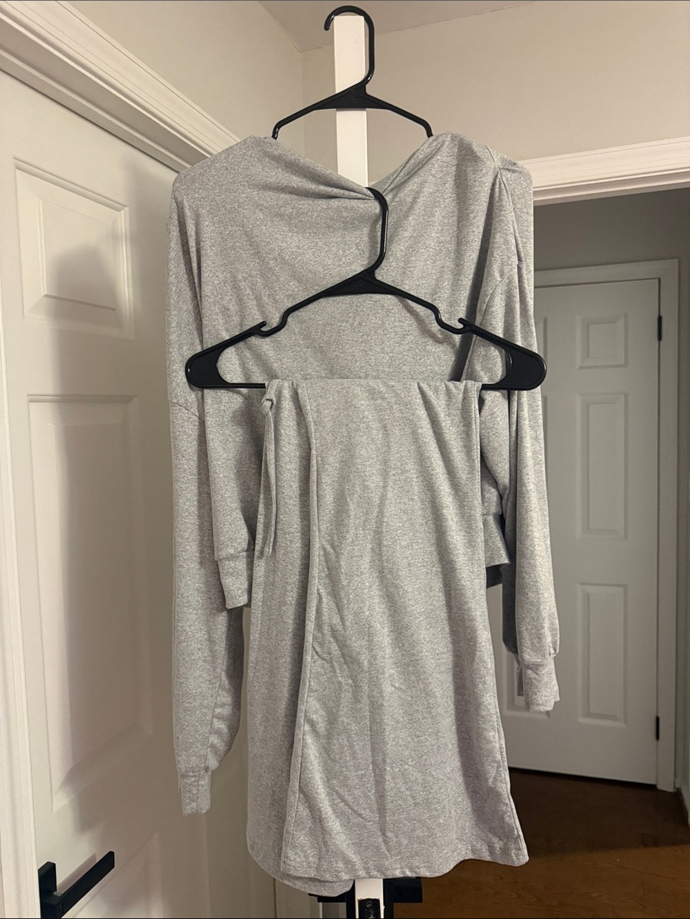 SHEIN Light Gray Long Sleeve Lounge Dress Set
